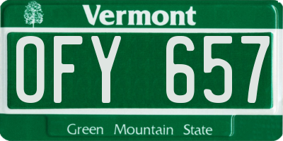 VT license plate OFY657