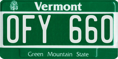 VT license plate OFY660