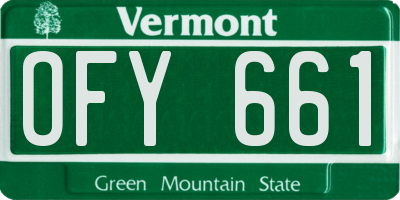 VT license plate OFY661