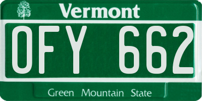 VT license plate OFY662
