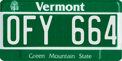 VT license plate OFY664