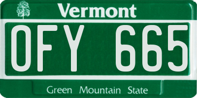 VT license plate OFY665