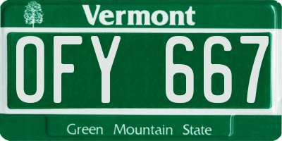VT license plate OFY667