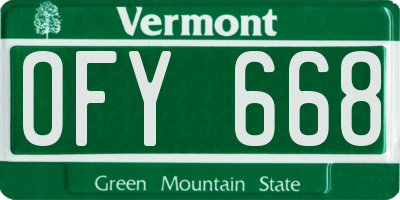 VT license plate OFY668