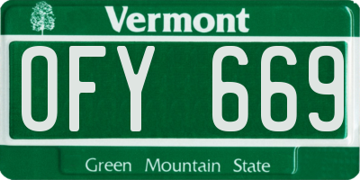VT license plate OFY669