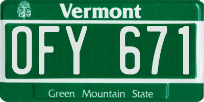 VT license plate OFY671