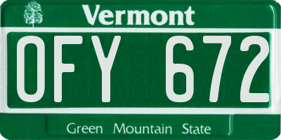 VT license plate OFY672