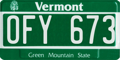 VT license plate OFY673