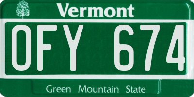 VT license plate OFY674