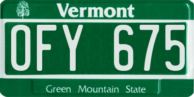 VT license plate OFY675