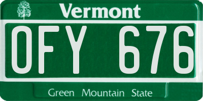VT license plate OFY676