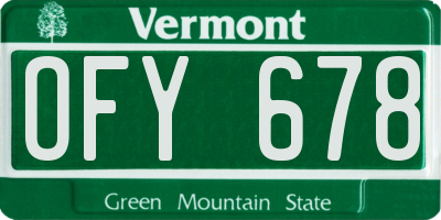 VT license plate OFY678