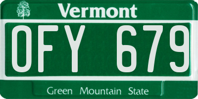 VT license plate OFY679