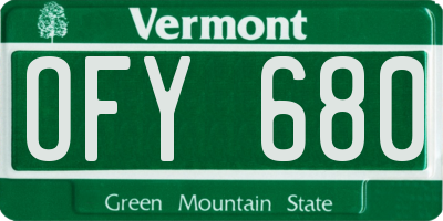 VT license plate OFY680