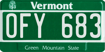 VT license plate OFY683