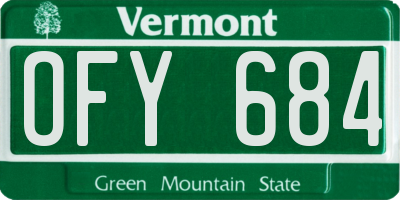 VT license plate OFY684