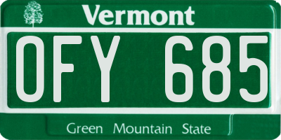 VT license plate OFY685