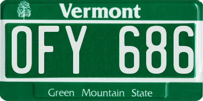 VT license plate OFY686