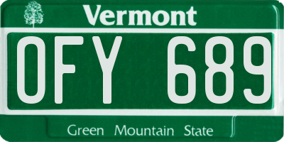 VT license plate OFY689