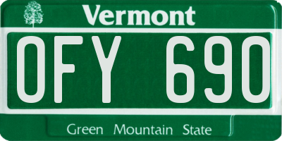 VT license plate OFY690