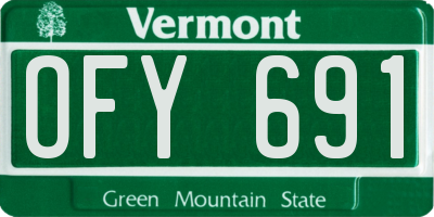 VT license plate OFY691