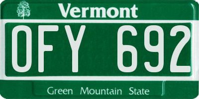 VT license plate OFY692