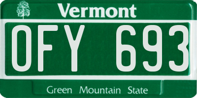 VT license plate OFY693