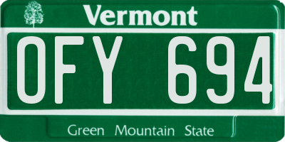 VT license plate OFY694