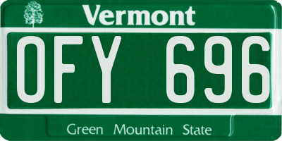 VT license plate OFY696