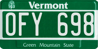 VT license plate OFY698
