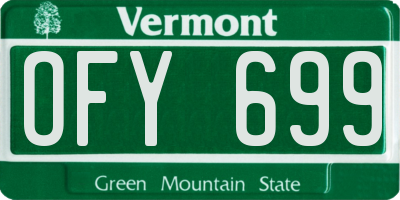 VT license plate OFY699