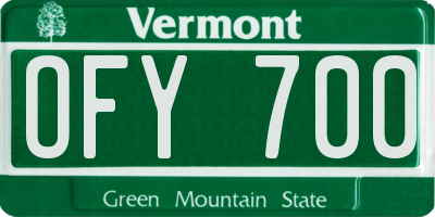 VT license plate OFY700