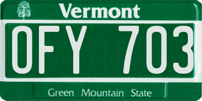 VT license plate OFY703