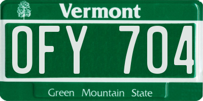 VT license plate OFY704