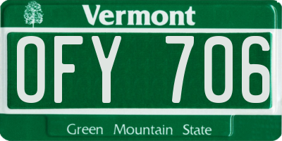 VT license plate OFY706