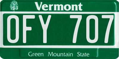 VT license plate OFY707