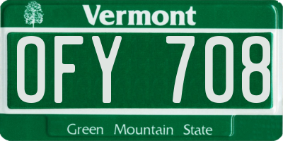 VT license plate OFY708