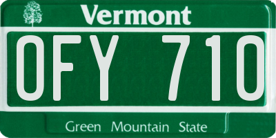 VT license plate OFY710