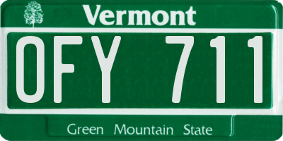 VT license plate OFY711
