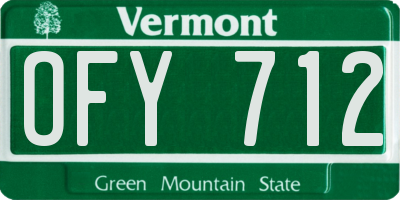 VT license plate OFY712