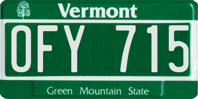 VT license plate OFY715