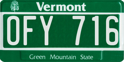 VT license plate OFY716