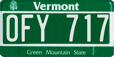 VT license plate OFY717