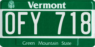 VT license plate OFY718