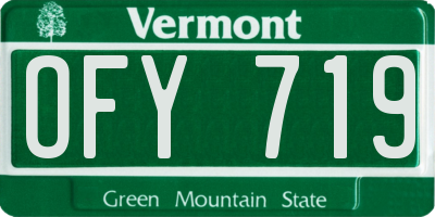 VT license plate OFY719