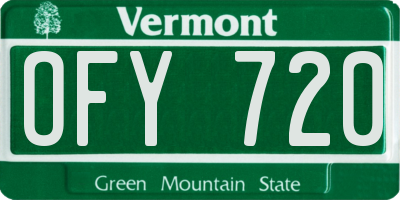 VT license plate OFY720
