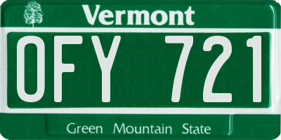 VT license plate OFY721