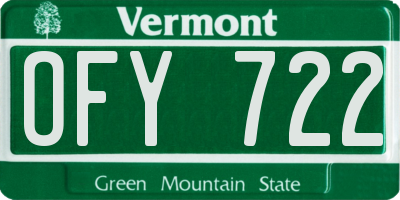 VT license plate OFY722