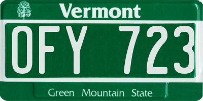 VT license plate OFY723