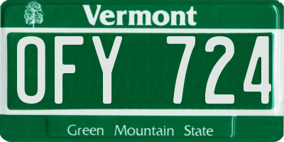 VT license plate OFY724